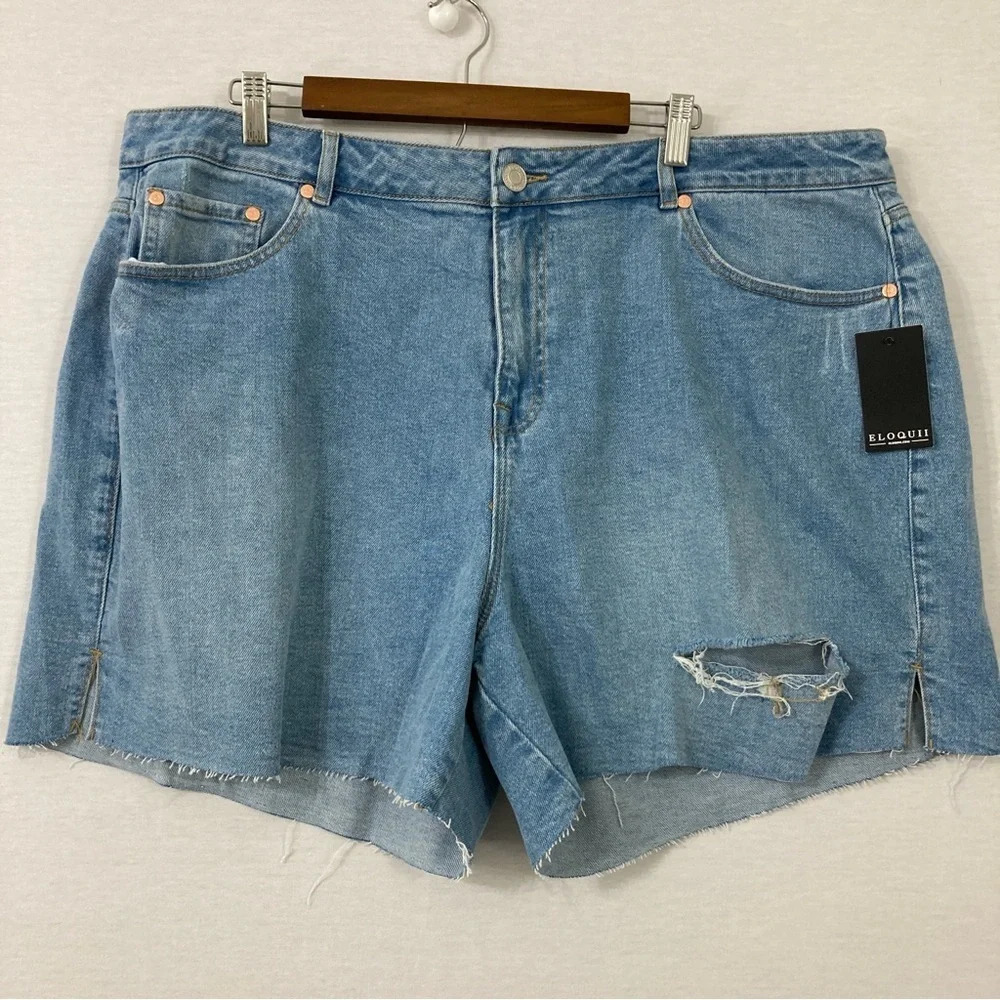 New Eloquii Distressed Frayed Hem‎ Denim Shorts size 18